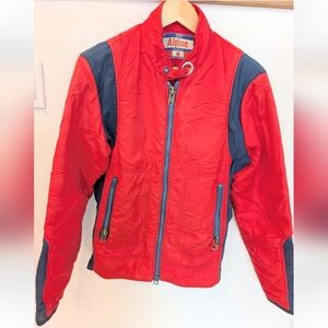 Alpine Red Jacket with Navy Contrast Panels - Lightweight Zip Front